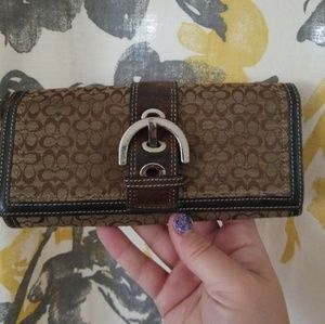 Coach leather/jacquard wallet